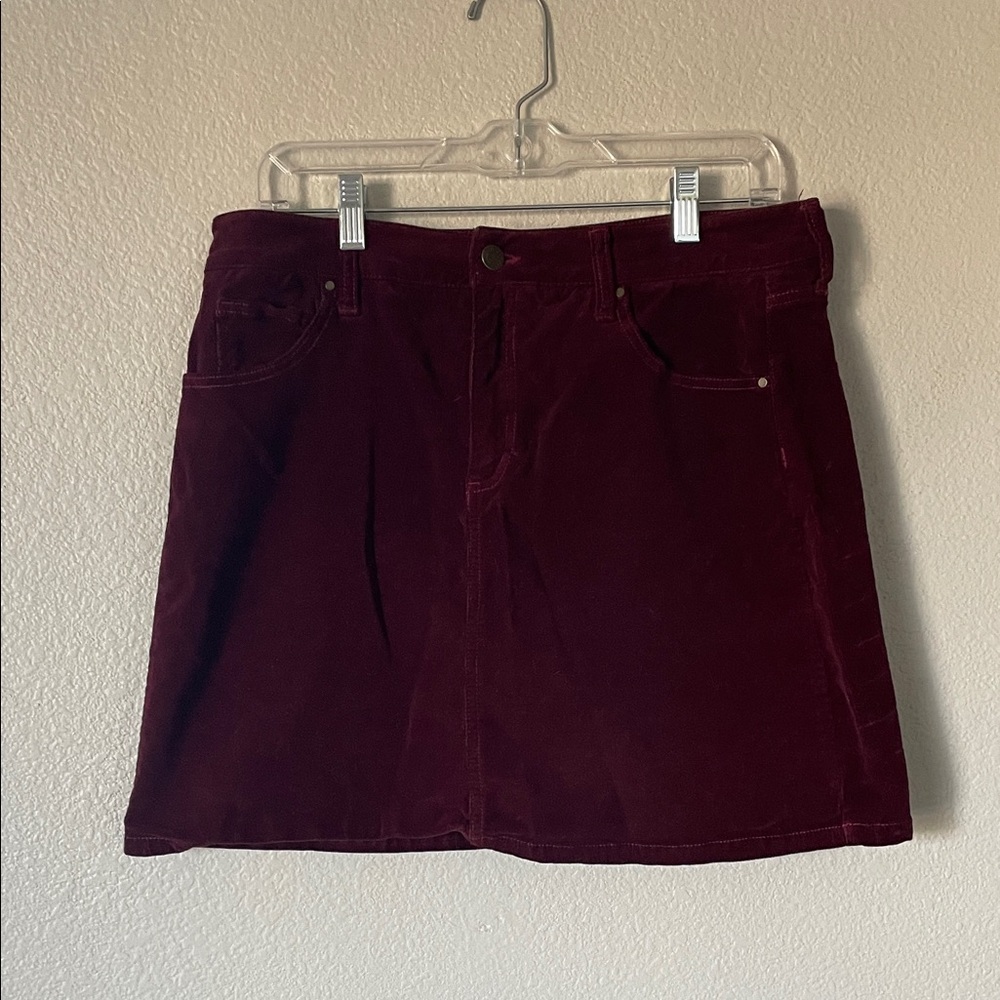 Market & Spruce Burgundy Corduroy Mini Skirt